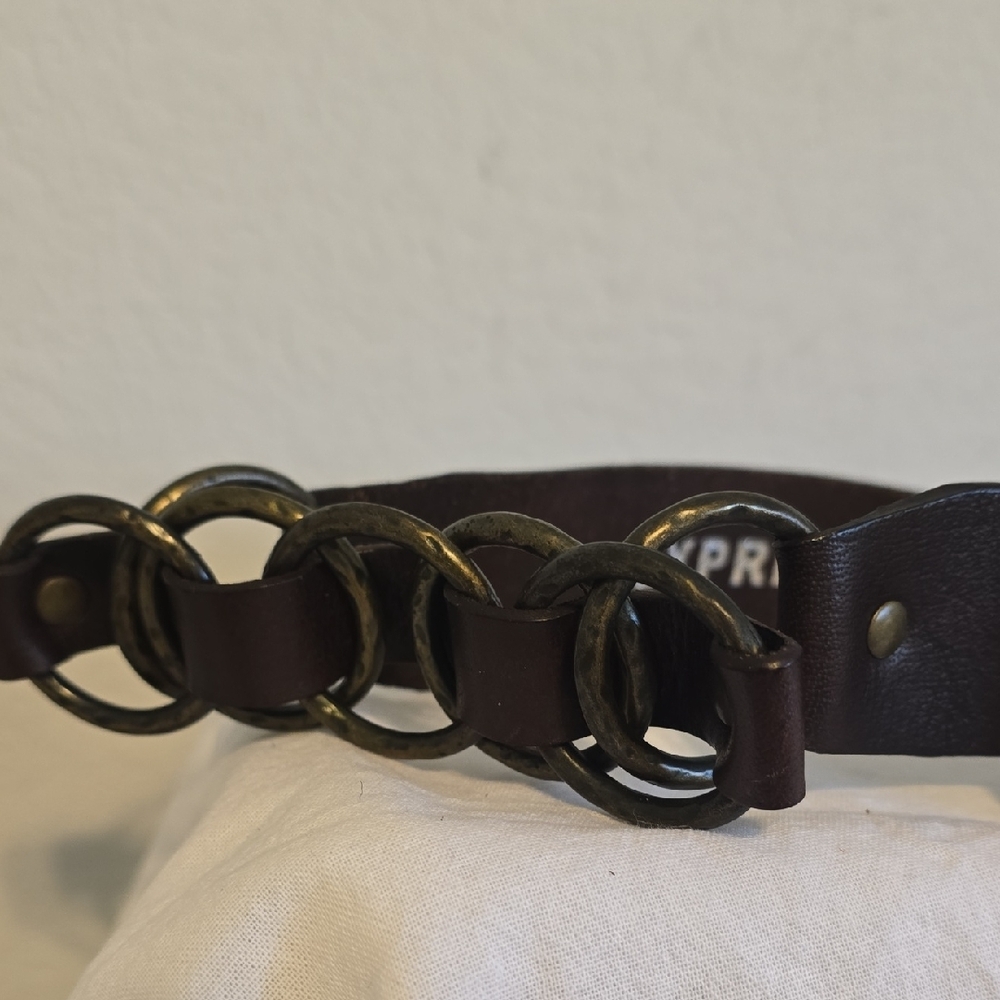 Express Dark Brown Leather Belt. Size Small - Picture 3 of 12